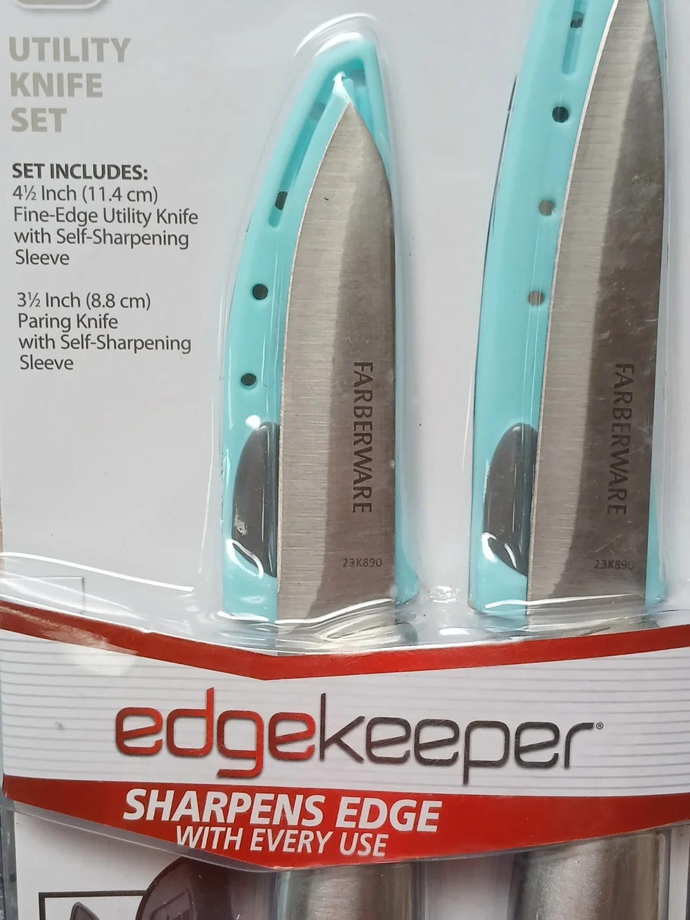 Farberware Edgekeeper Utility Knife Set - Aqua Handles